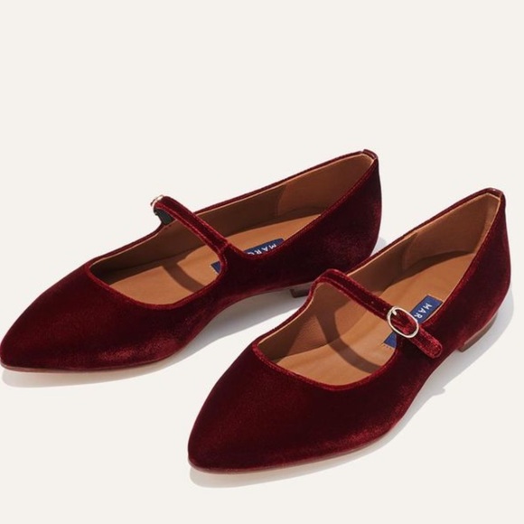 Margaux Shoes - Margaux Velvet Mary Jane Flats in Deep Burgundy 9.5